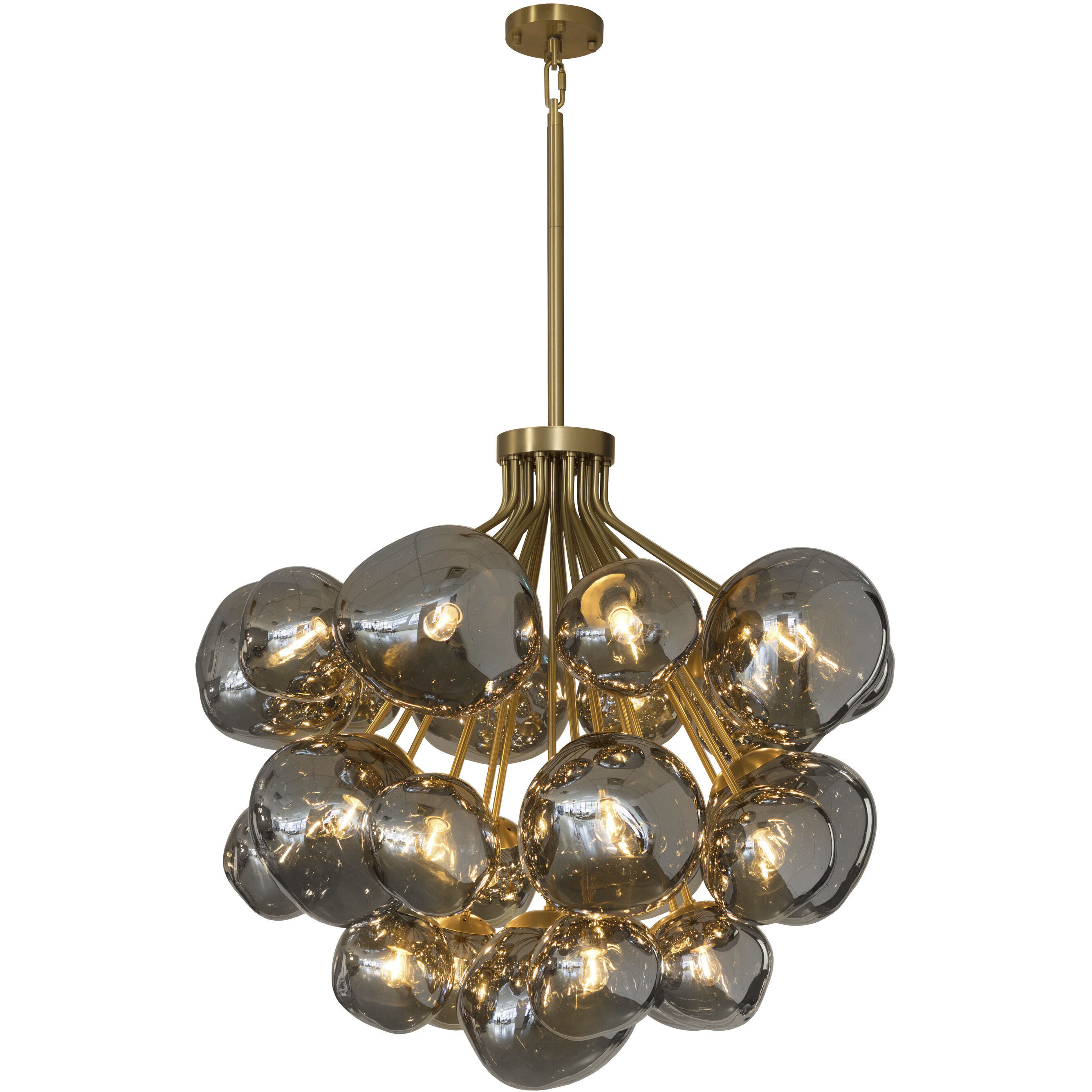 Dionis 27 Light 40 inch Brushed Gold with Smoked Chandelier Ceiling Light, Round